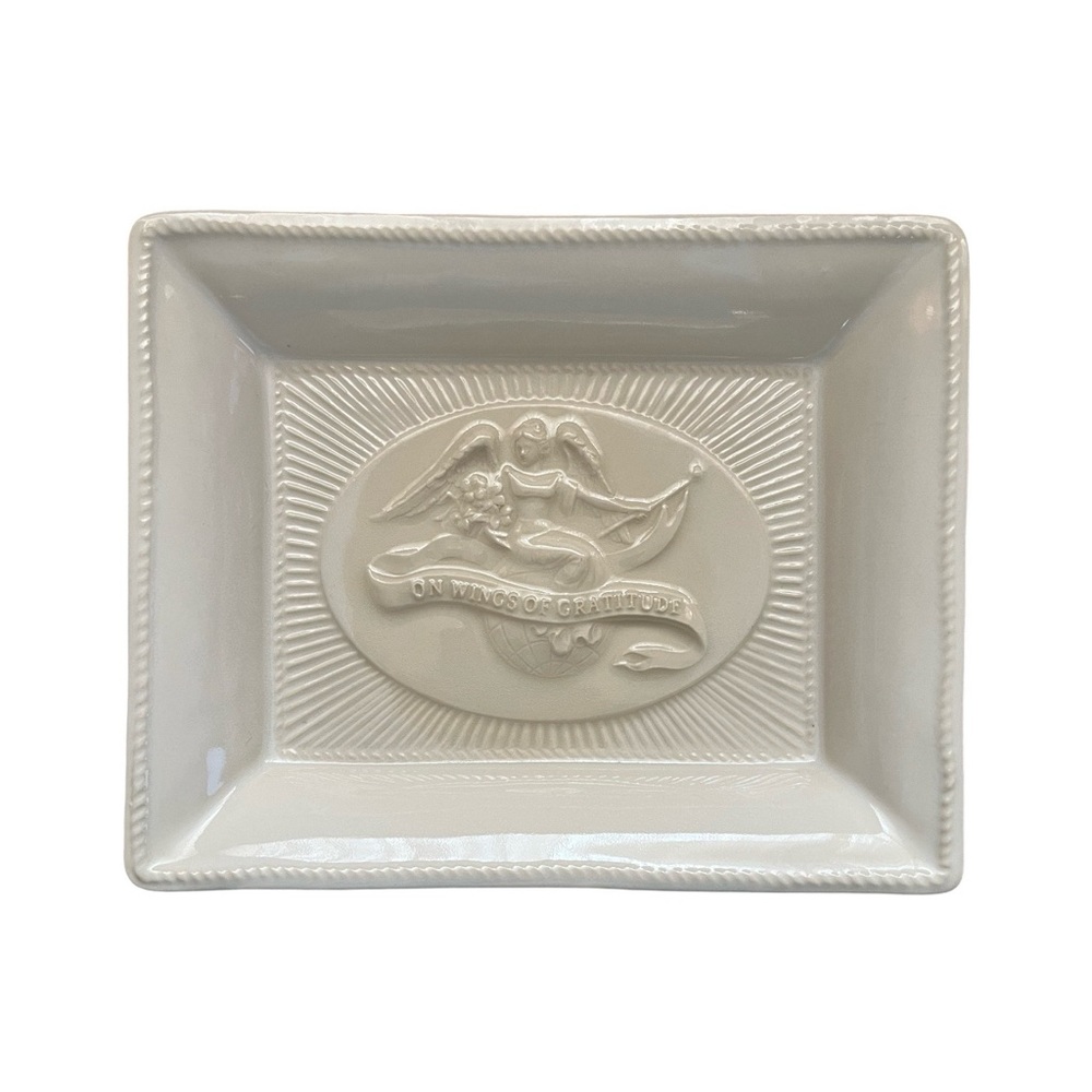 Creamy White Juliska Stoneware ‘Gratitude’ Tray